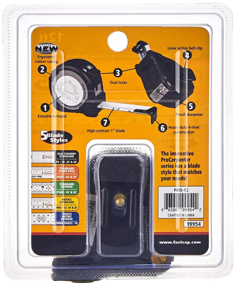 FastCap ProCarpenter PMS-12 12-Foot Metric/Standard Measuring Tape with Built-in Pencil Sharpener - Image 2
